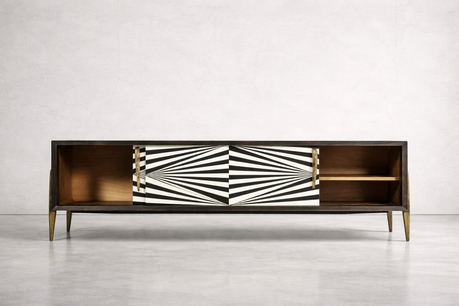 Sideboard vintage z malaturą Op-Art, Skandynawia, lata 60