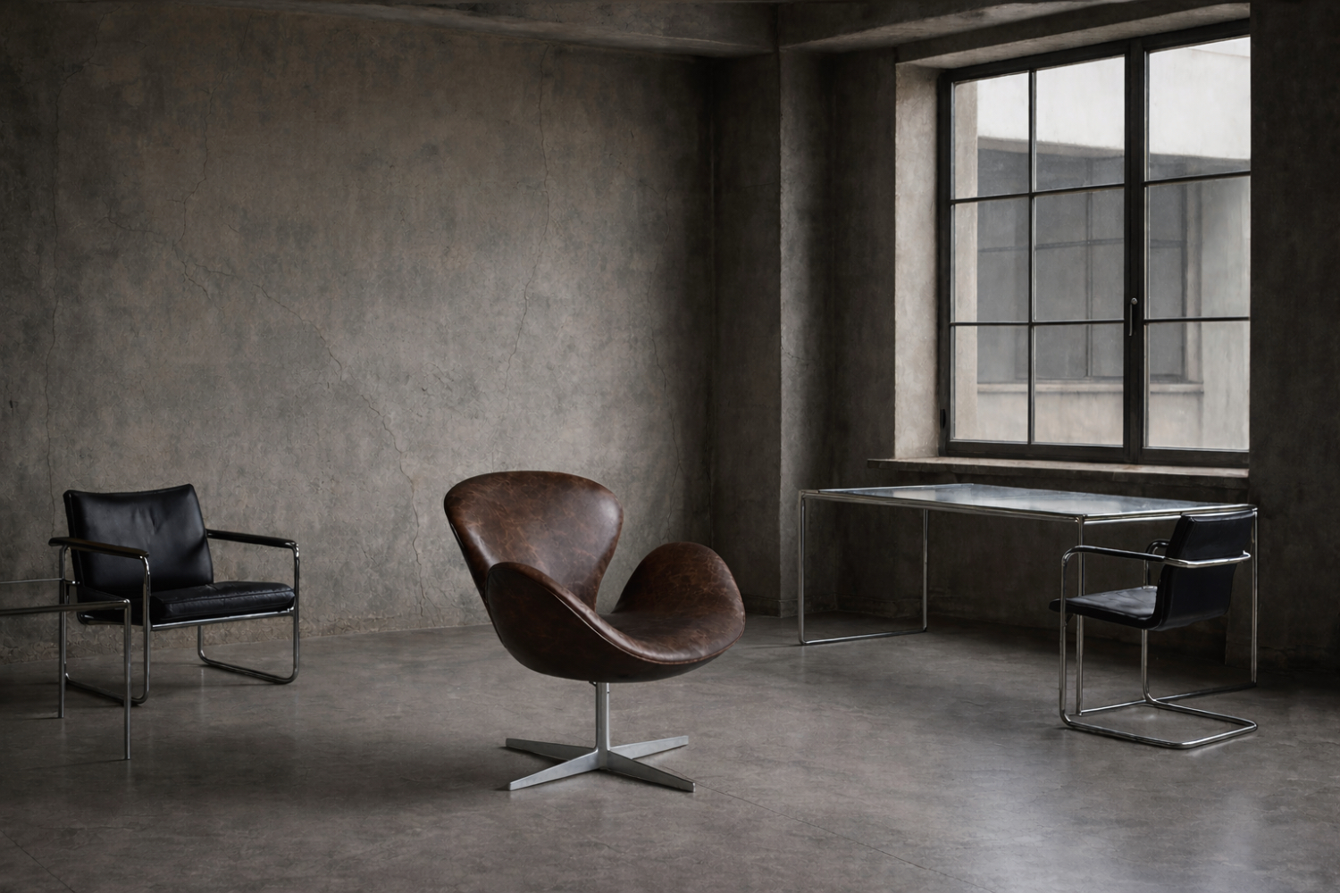 Skórzany fotel Swan, proj. Arne Jacobsen dla Fritz Hansen, Dania, 1958