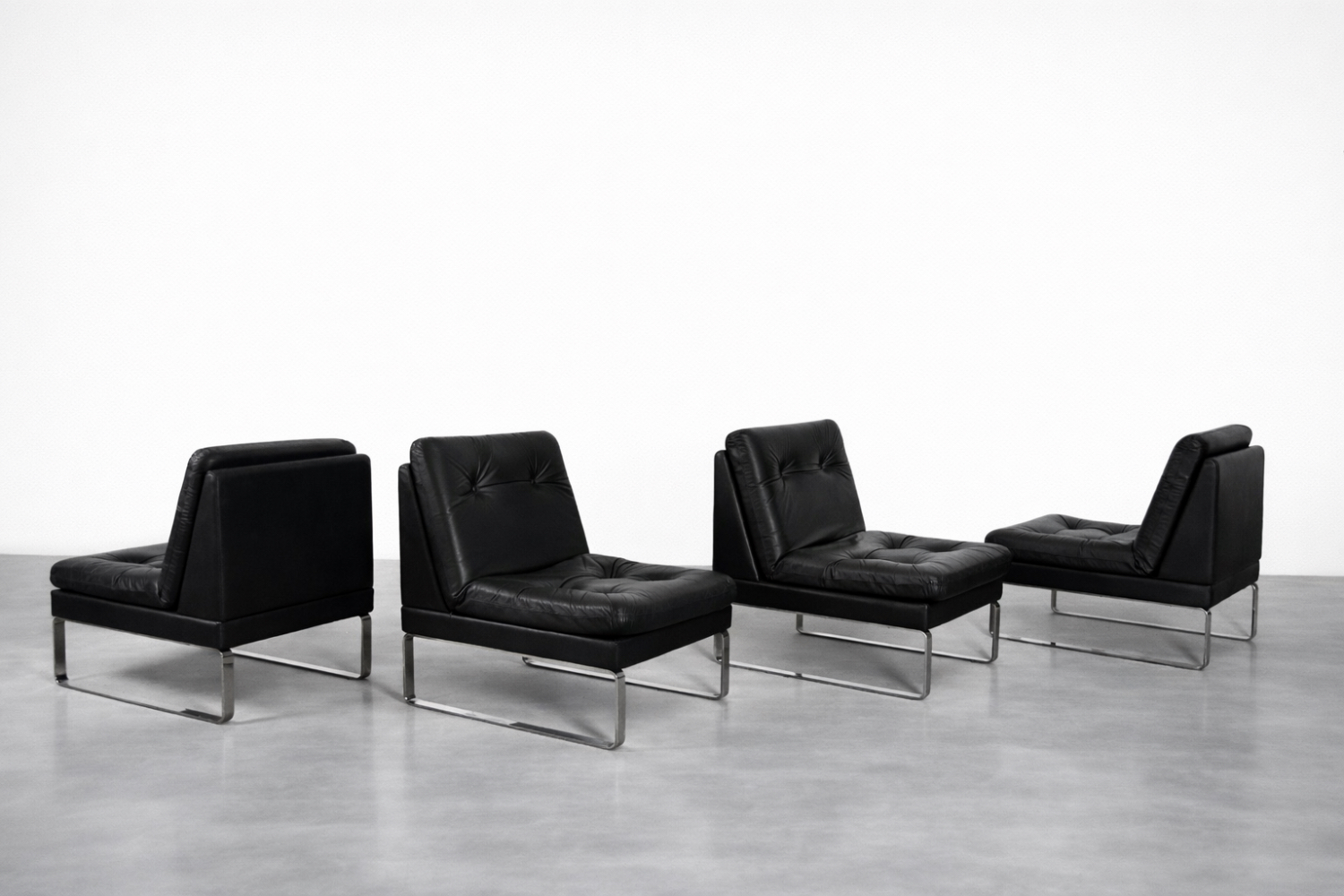 Modular Sofa / Set of 4 Leather Armchairs by Klöber, Germany, 1980s