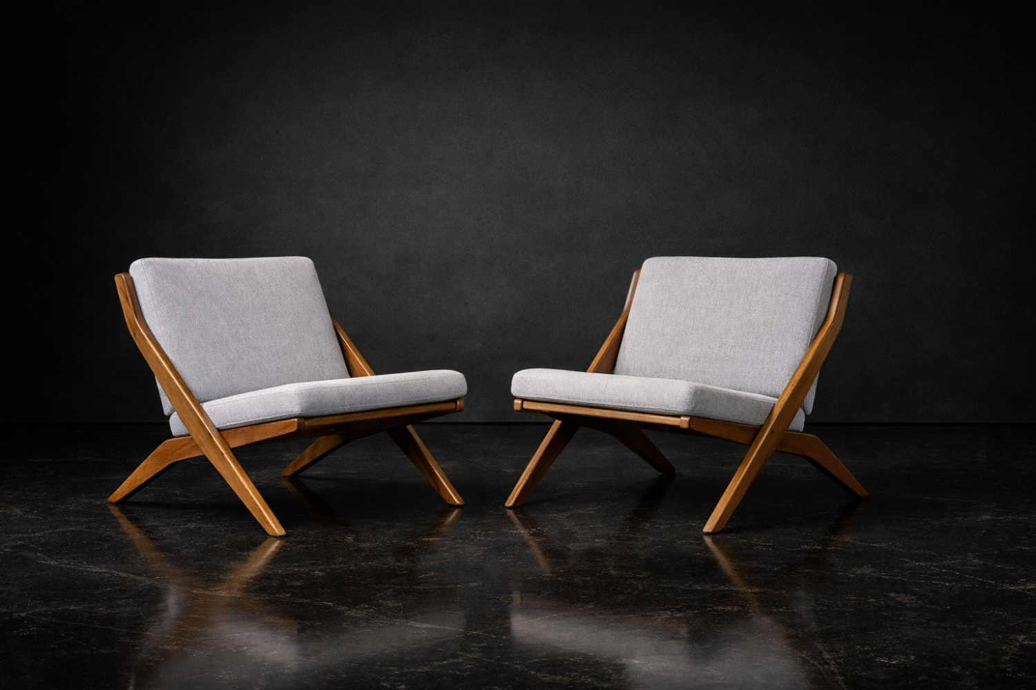 Komplet foteli Scissors, proj. Folke Ohlsson dla Bodafors, Szwecja, 1962