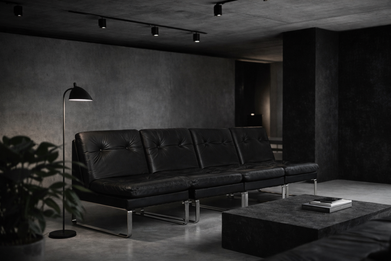 Modular Sofa / Set of 4 Leather Armchairs by Klöber, Germany, 1980s