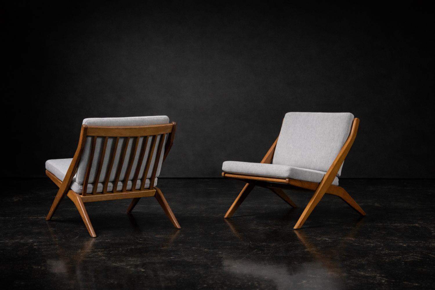 Komplet foteli Scissors, proj. Folke Ohlsson dla Bodafors, Szwecja, 1962