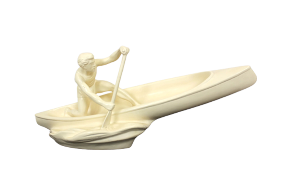Ceramic Rower Figurine, Jihokera Bechyně, Czechoslovakia, 1950s