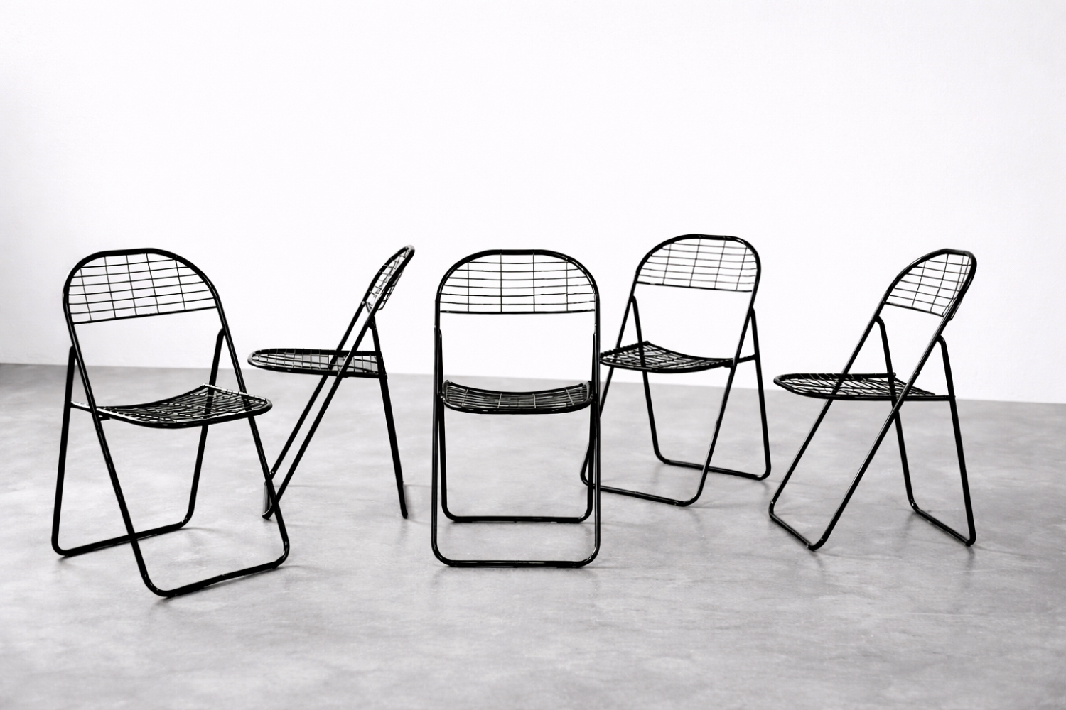 Komplet 5 metalowych krzeseł Åland, proj. Niels Gammelgaard dla IKEA, Szwecja, lata 80