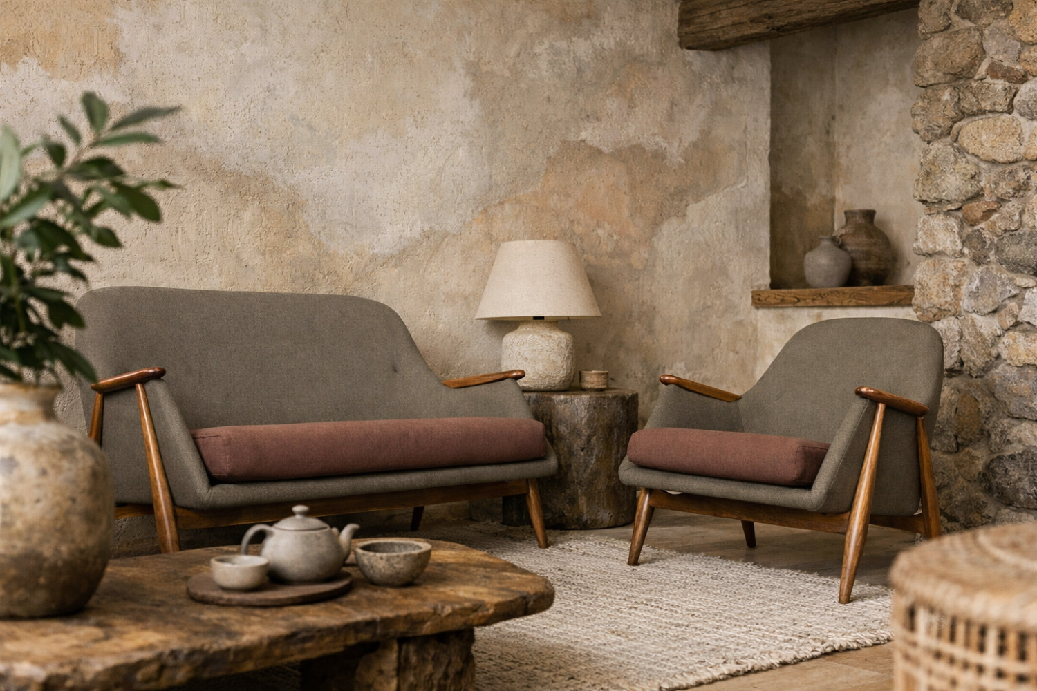 Modernistyczny komplet wypoczynkowy Pallas, proj. Svante Skogh dla Asko, Finlandia, lata 50