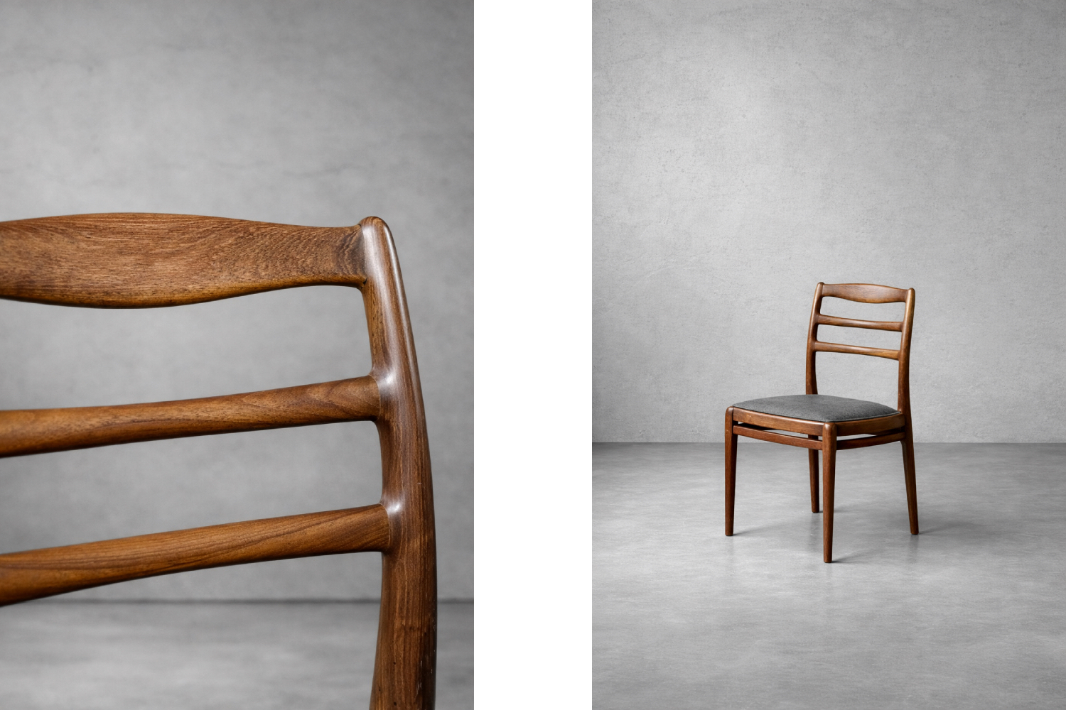 Komplet 4 eleganckich krzeseł tekowych, Dania, lata 60