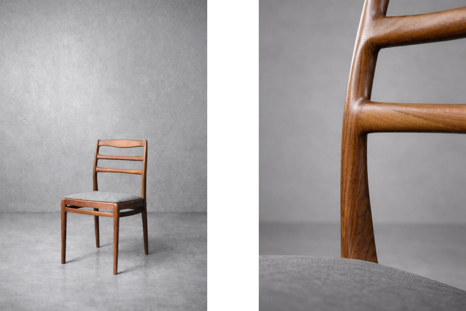 Komplet 4 eleganckich krzeseł tekowych, Dania, lata 60