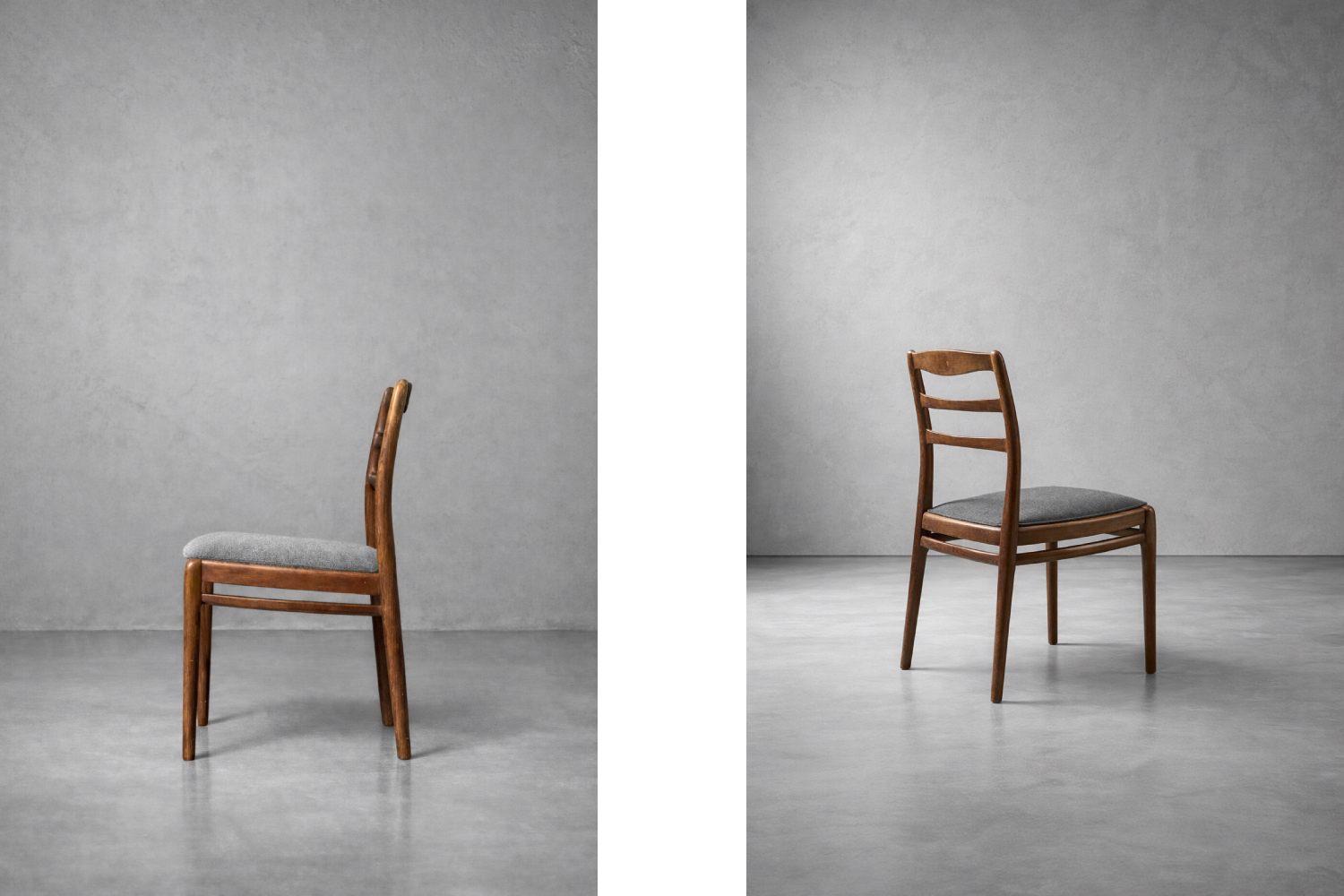 Komplet 4 eleganckich krzeseł tekowych, Dania, lata 60