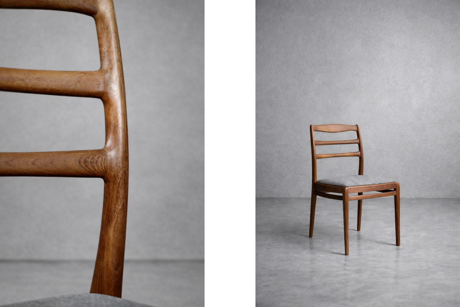 Komplet 4 eleganckich krzeseł tekowych, Dania, lata 60