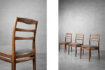 Komplet 4 eleganckich krzeseł tekowych, Dania, lata 60