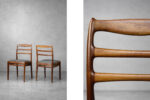 Komplet 4 eleganckich krzeseł tekowych, Dania, lata 60