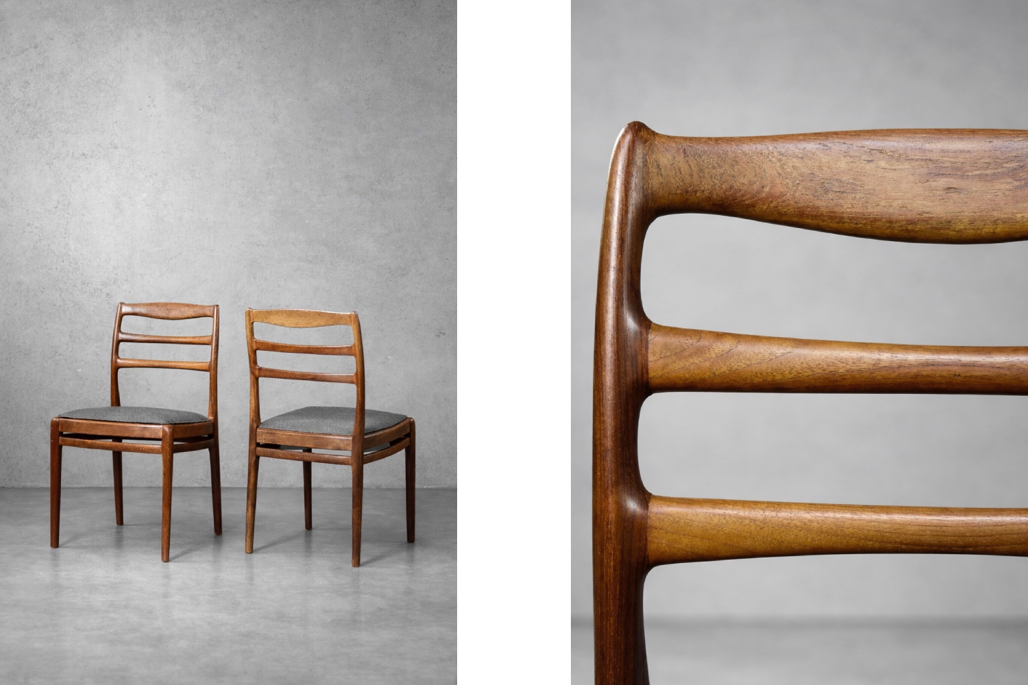 Komplet 4 eleganckich krzeseł tekowych, Dania, lata 60