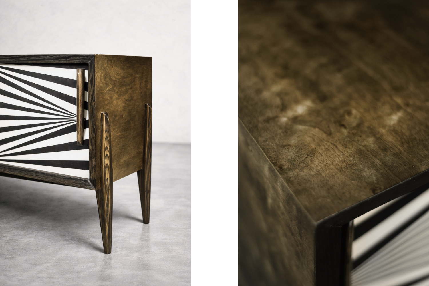 Sideboard vintage z malaturą Op-Art, Skandynawia, lata 60
