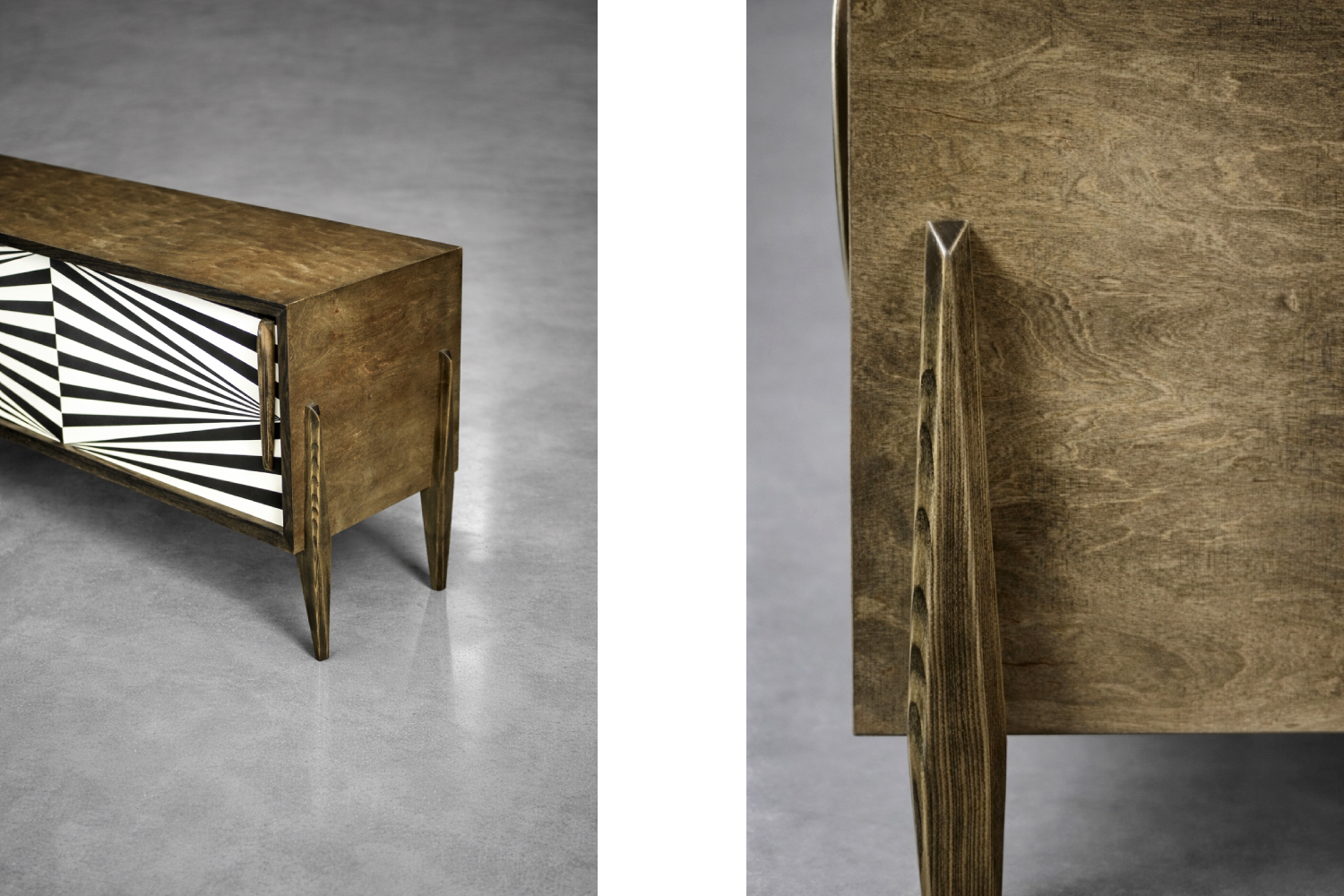 Sideboard vintage z malaturą Op-Art, Skandynawia, lata 60