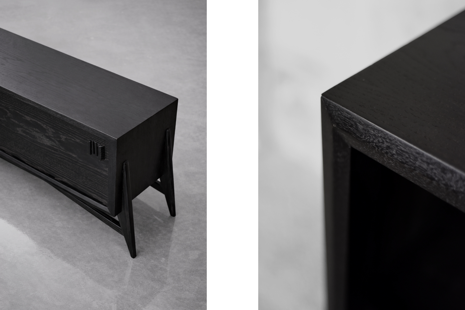 Dębowy sideboard z drewnianymi uchwytami, Skandynawia, lata 60