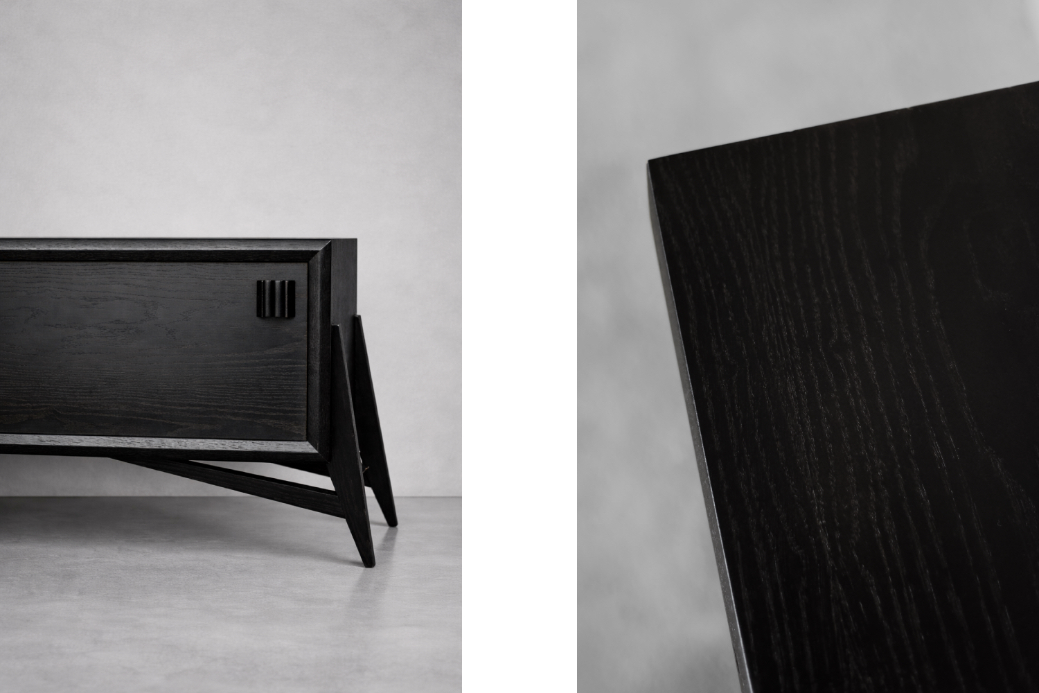 Dębowy sideboard z drewnianymi uchwytami, Skandynawia, lata 60