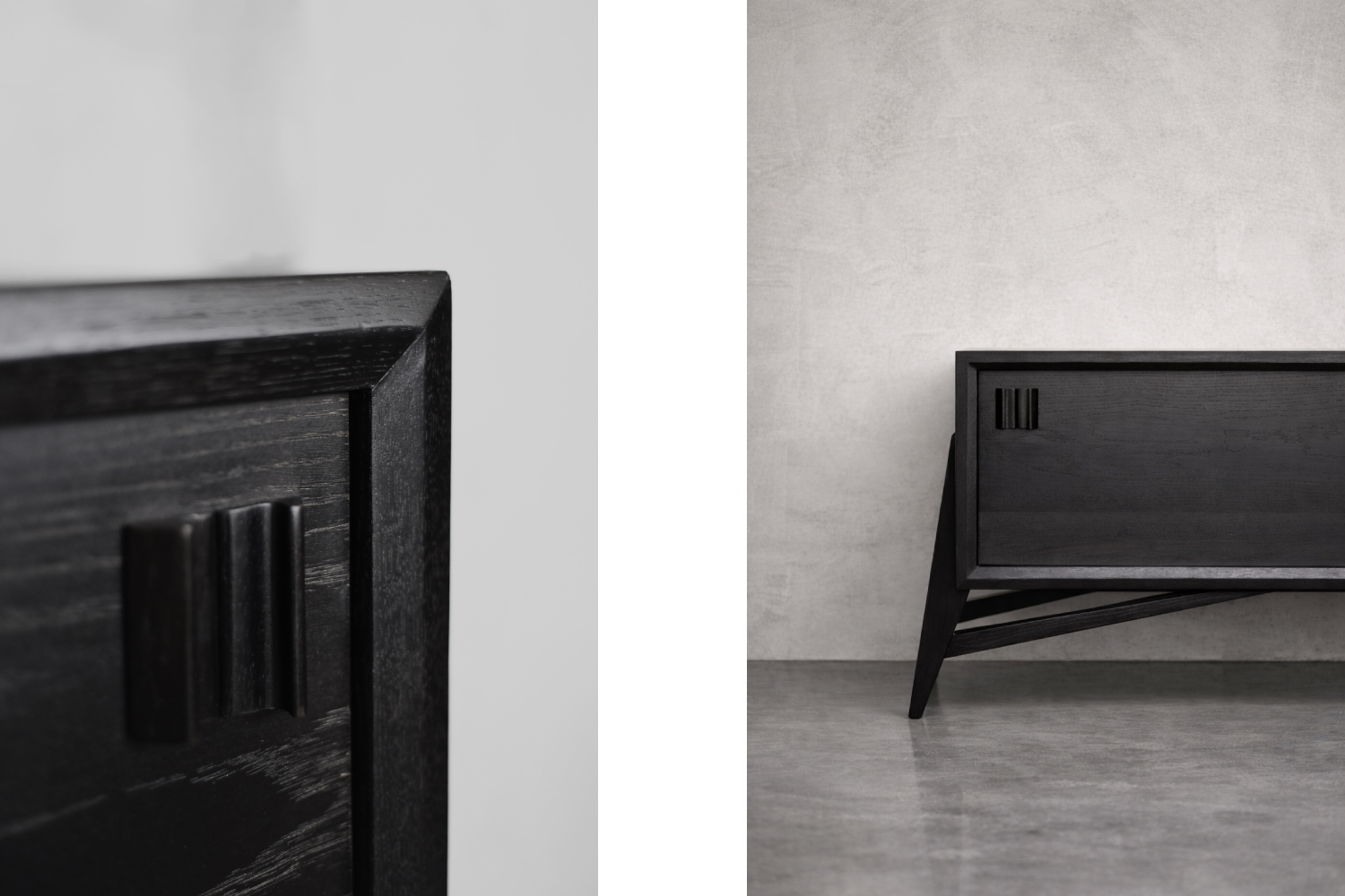 Dębowy sideboard z drewnianymi uchwytami, Skandynawia, lata 60