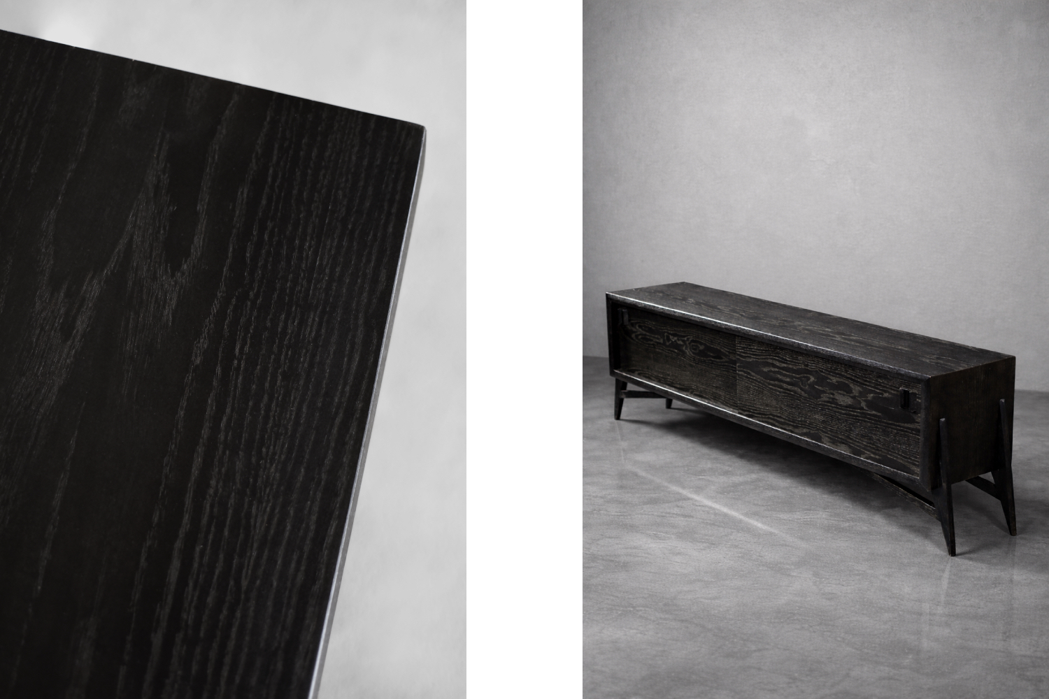 Dębowy sideboard z drewnianymi uchwytami, Skandynawia, lata 60