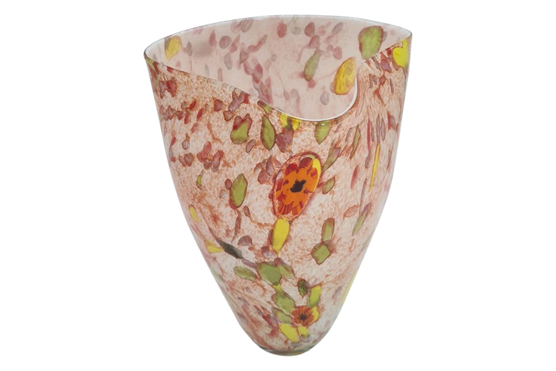 Duży wazon vintage, szkło artystyczne konfetti, lata 60