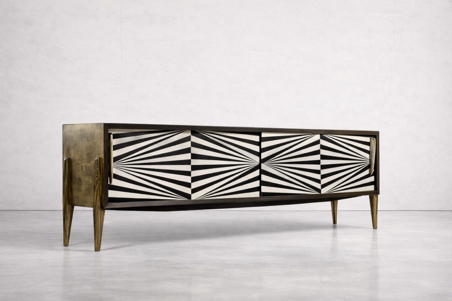 Sideboard vintage z malaturą Op-Art, Skandynawia, lata 60
