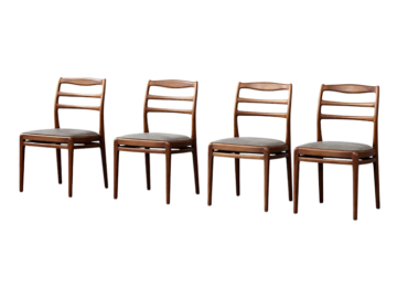 Komplet 4 eleganckich krzeseł tekowych, Dania, lata 60