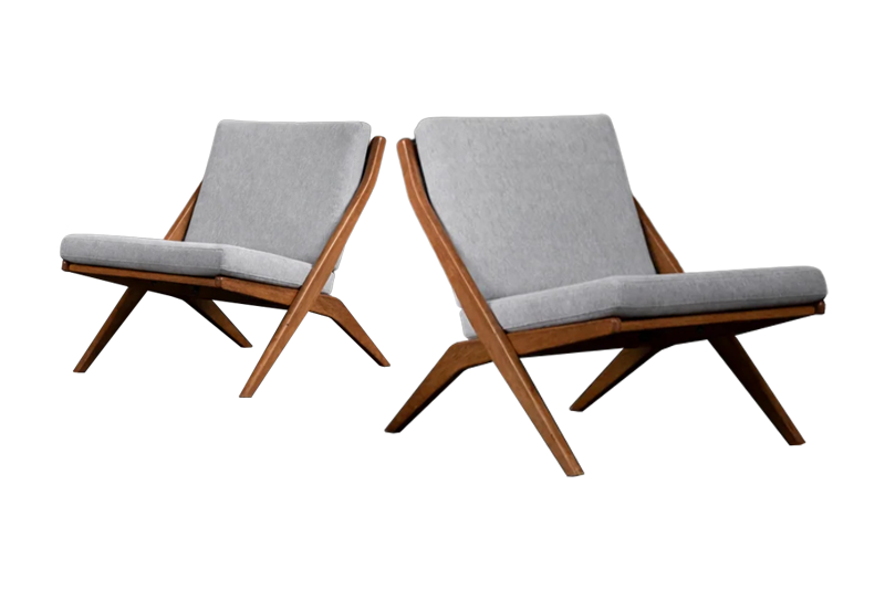 Komplet foteli Scissors, proj. Folke Ohlsson dla Bodafors, Szwecja, 1962