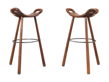 Para brutalistycznych hokerów Marbella proj. Sergio Rodriguez prod. Conform, Hiszpania, lata 70