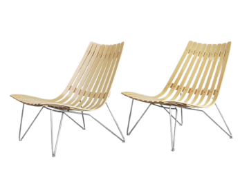 Para dębowych krzeseł Scandia, proj. Hans Brattrud, Norwegia