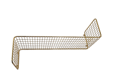 Złota półka ścienna z metalowej siatki, lata 70