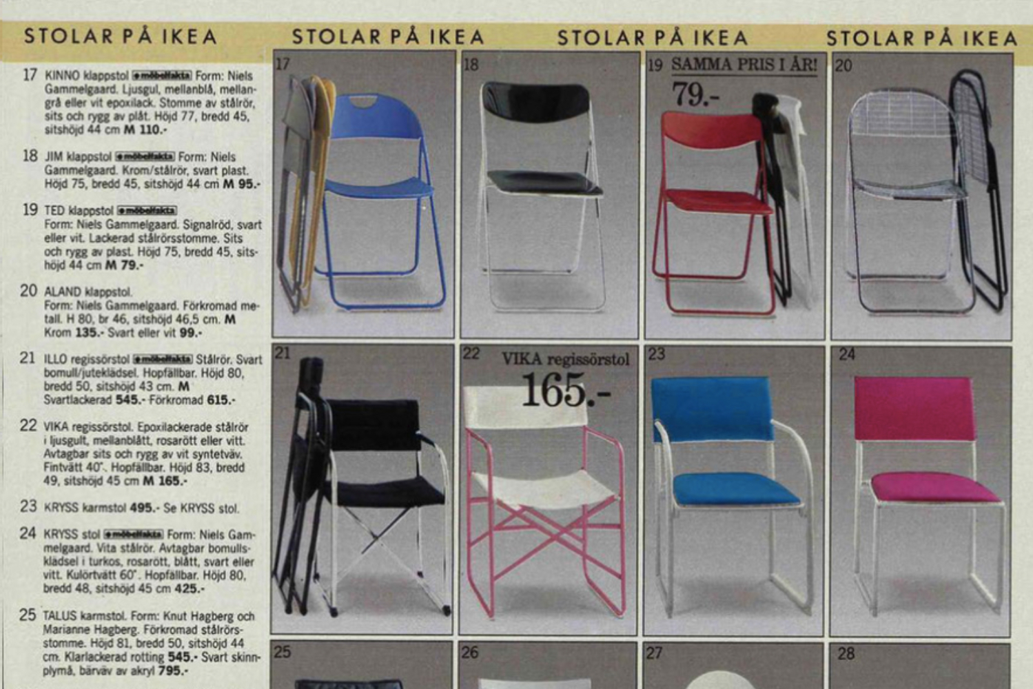 Komplet 5 metalowych krzeseł Åland, proj. Niels Gammelgaard dla IKEA, Szwecja, lata 80