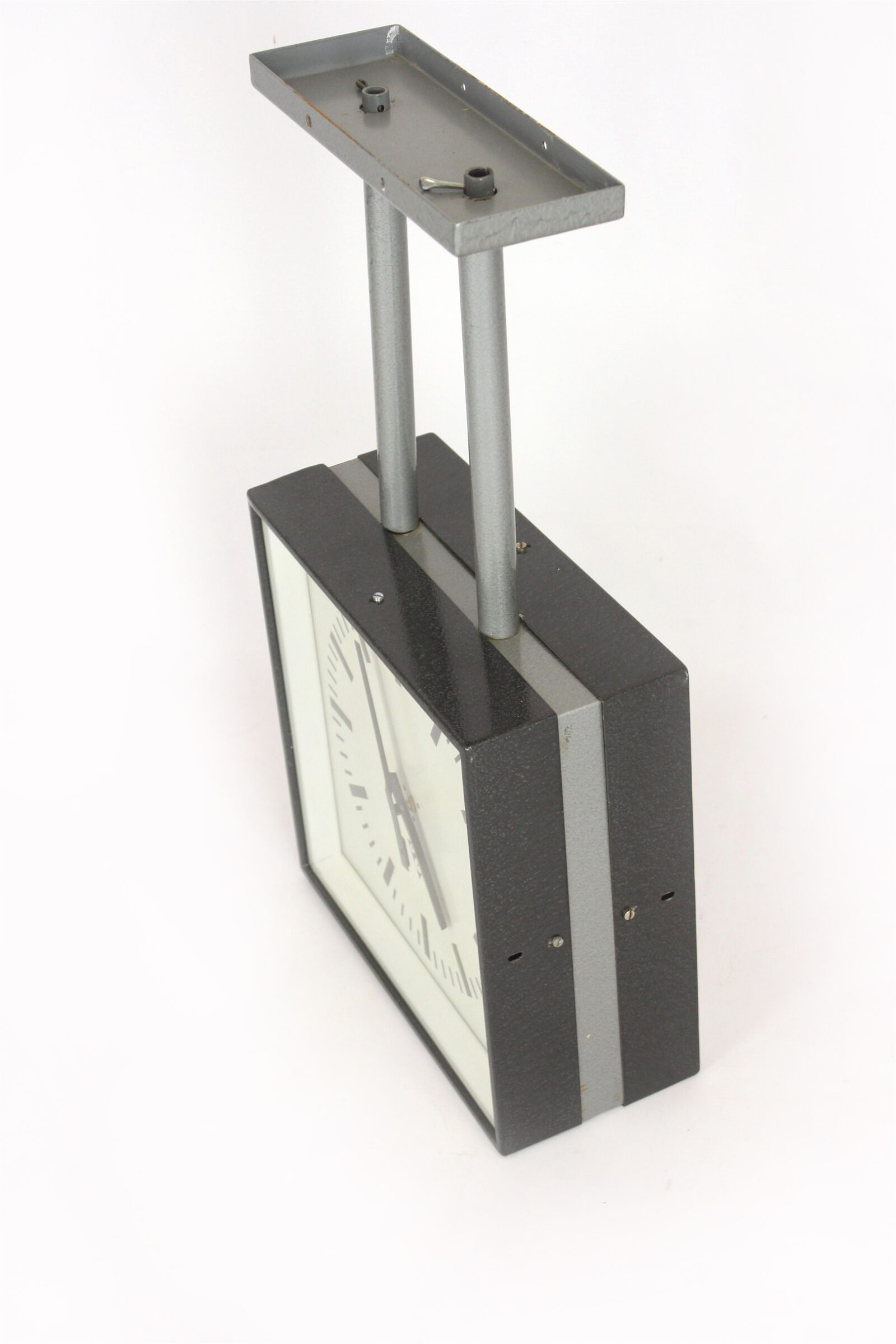 Dwustronny zegar kolejowy/fabryczny, Pragotron, Czechosłowacja, lata 80