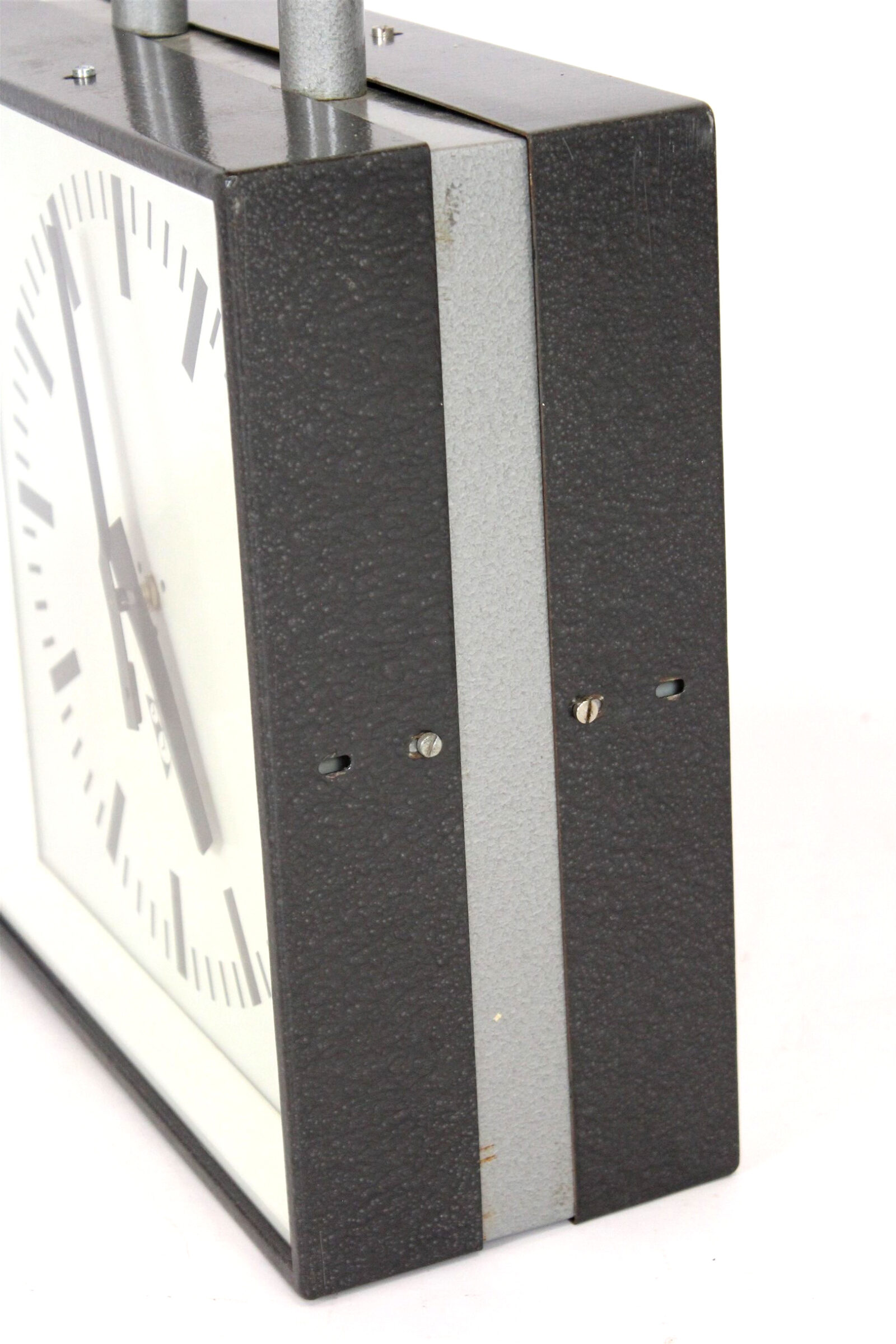 Dwustronny zegar kolejowy/fabryczny, Pragotron, Czechosłowacja, lata 80