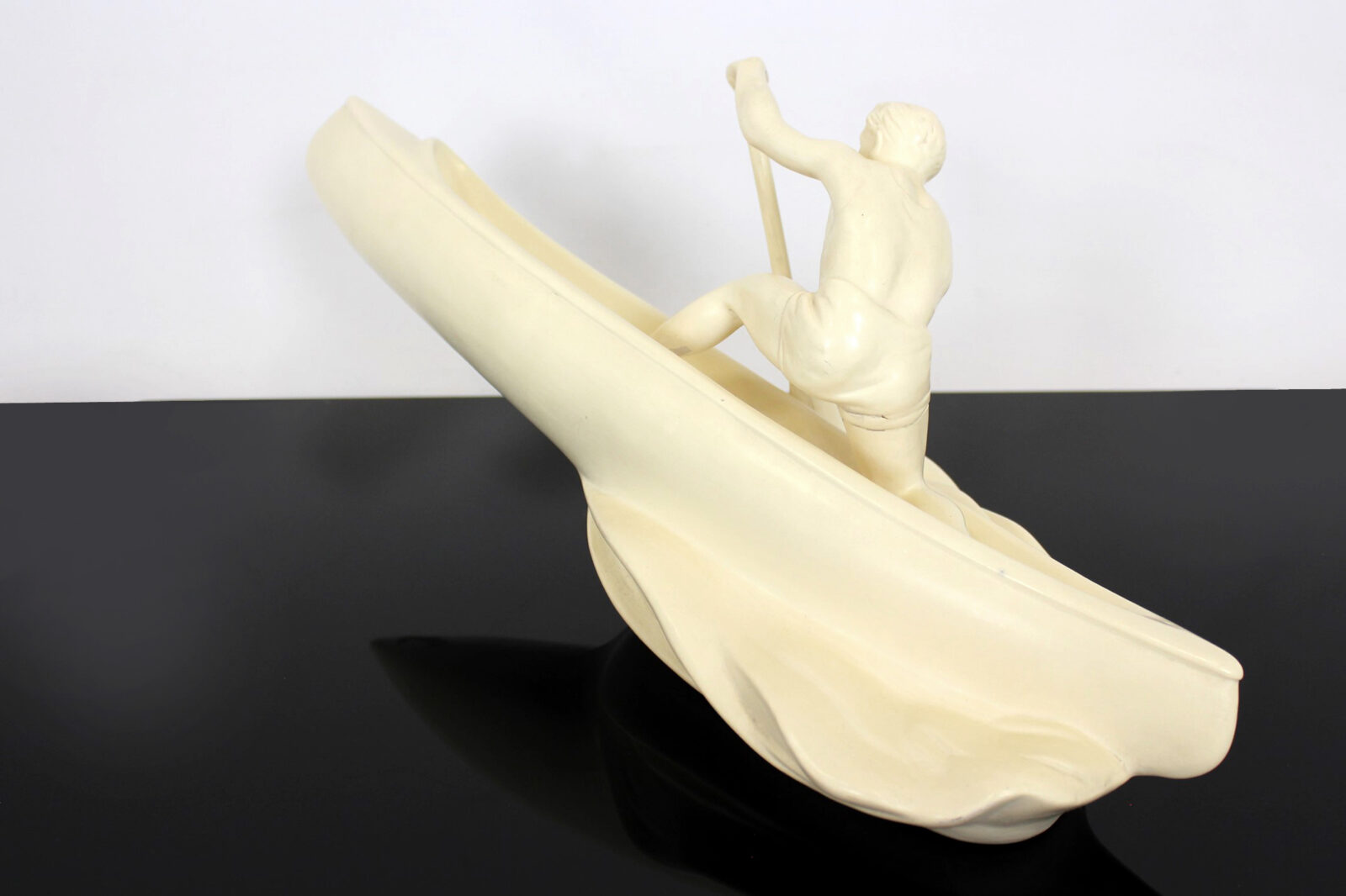 Ceramic Rower Figurine, Jihokera Bechyně, Czechoslovakia, 1950s