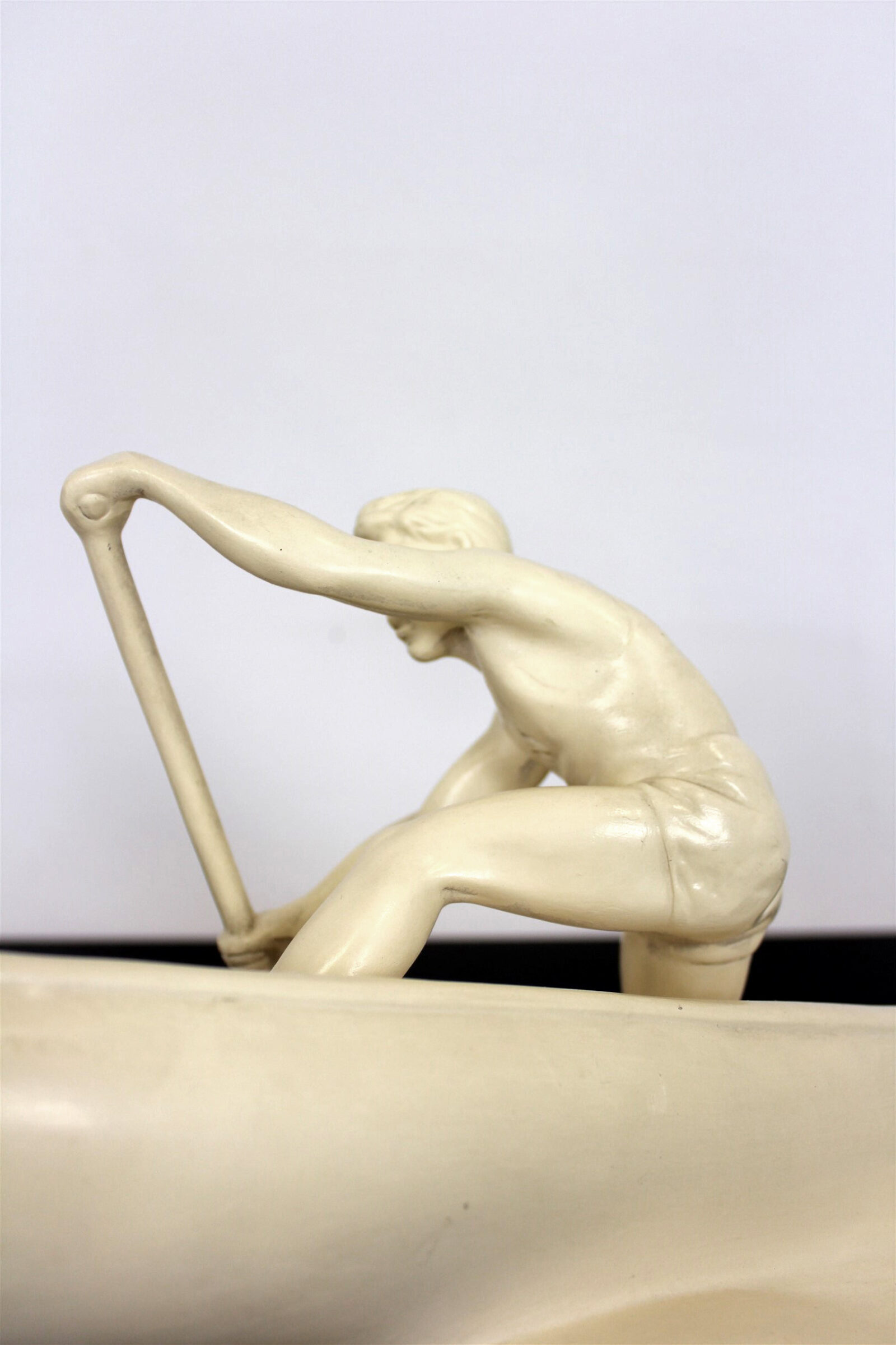 Ceramic Rower Figurine, Jihokera Bechyně, Czechoslovakia, 1950s