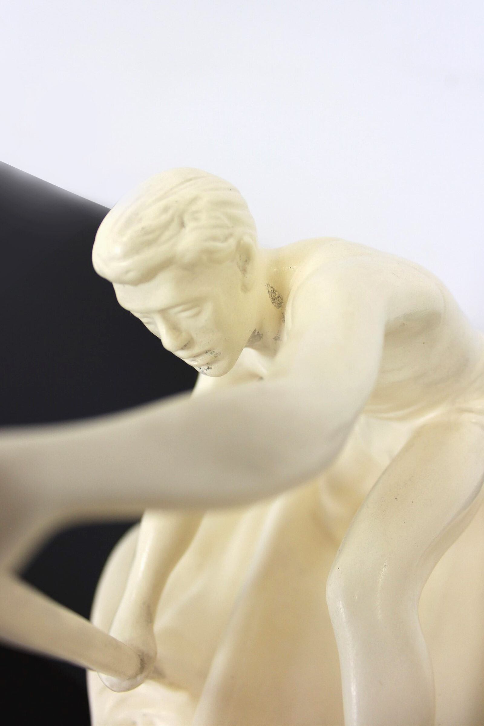 Ceramic Rower Figurine, Jihokera Bechyně, Czechoslovakia, 1950s