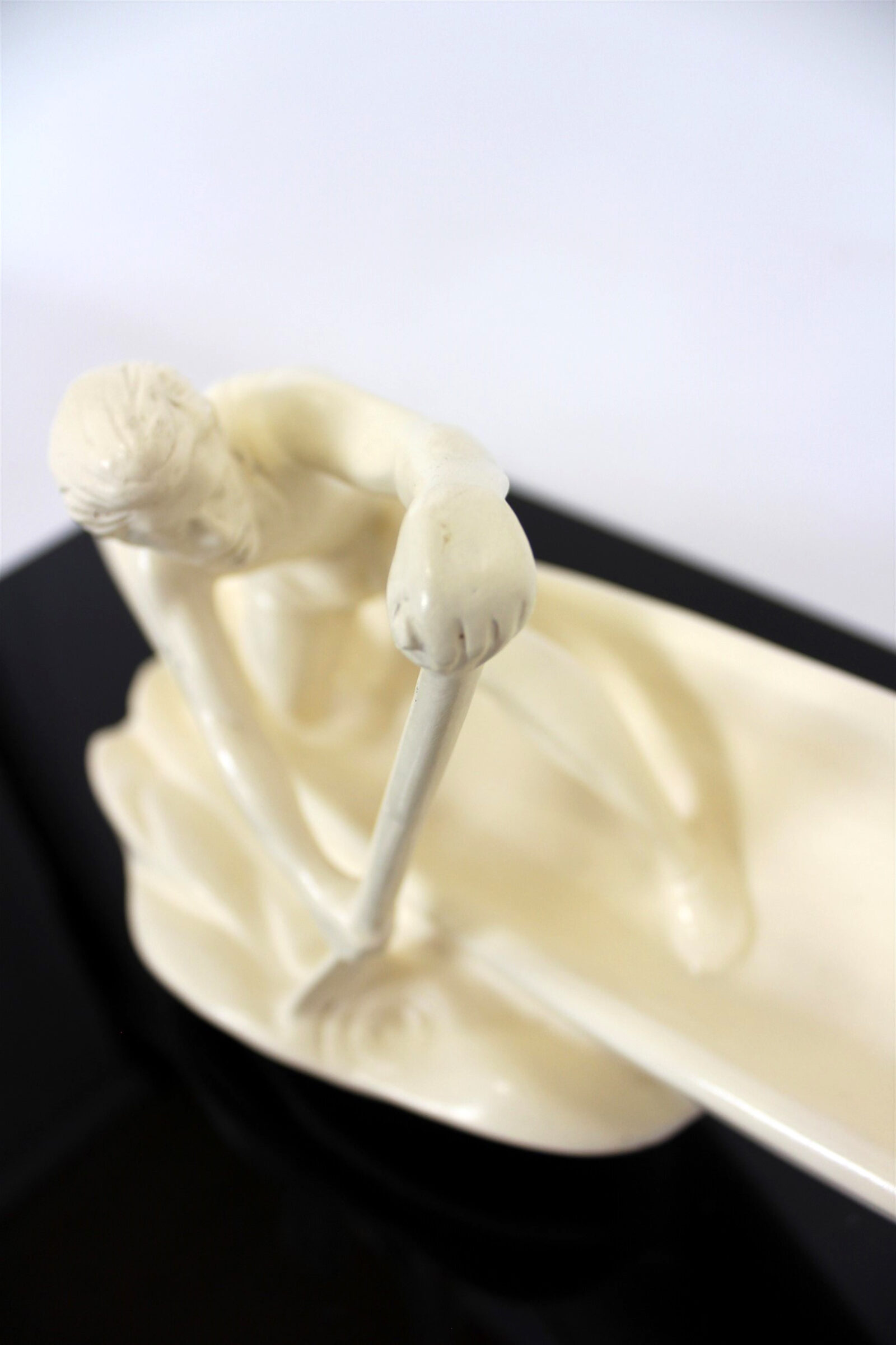 Ceramic Rower Figurine, Jihokera Bechyně, Czechoslovakia, 1950s