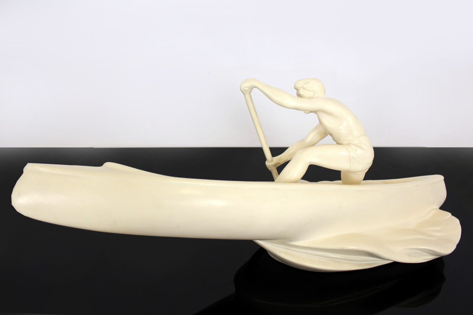 Ceramic Rower Figurine, Jihokera Bechyně, Czechoslovakia, 1950s