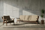 Komplet wypoczynkowy sofa + fotel GE-530, proj. Hans J. Wegner dla Getama, Dania, lata 60