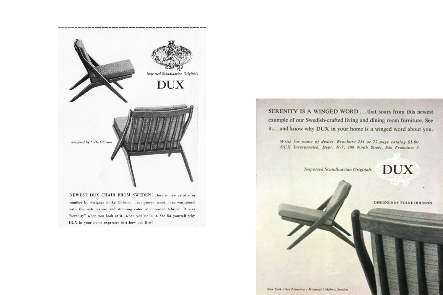 Komplet foteli Scissors, proj. Folke Ohlsson dla Bodafors, Szwecja, 1962