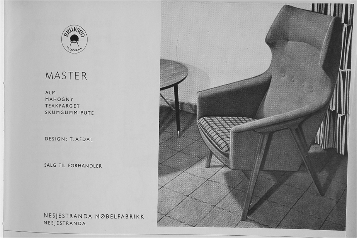 Fotel Master Mid-Century Modern, proj. T. Afdal dla Bruksbo Nesjestranda Møbelfabrik, Norwegia, lata 60