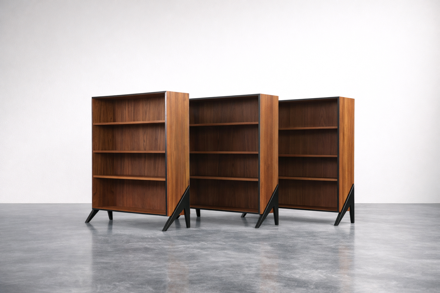 Modernistyczna tekowa biblioteczka, Szwecja, lata 60