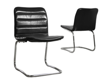 Minimalistyczne skórzane krzesła, POL International, Niemcy, lata 60