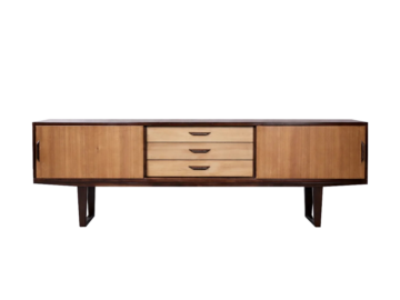Sideboard vintage z drewna egzotycznego z szufladami, Dania, lata 70