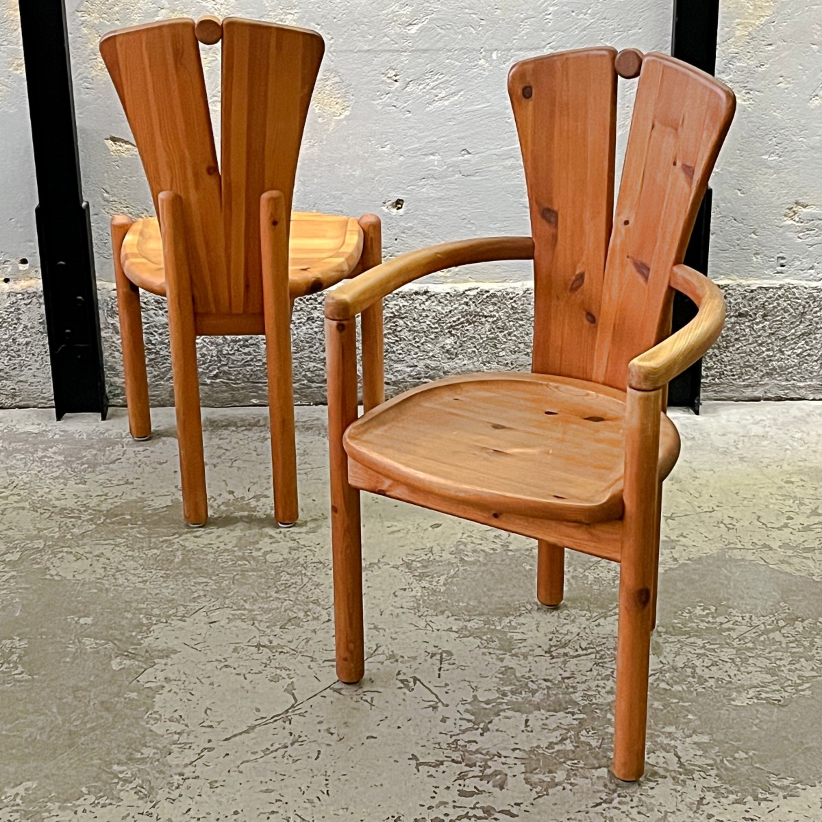 Pair of brutalist chairs by Ansager Møbler, Denmark, 1970s/80s