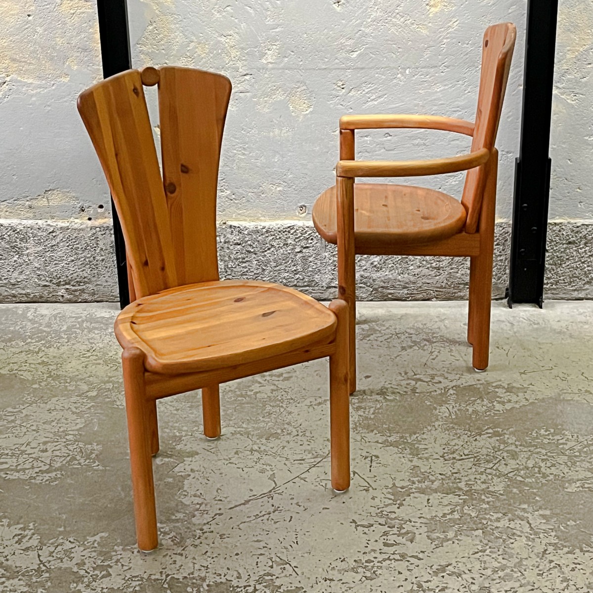 Pair of brutalist chairs by Ansager Møbler, Denmark, 1970s/80s