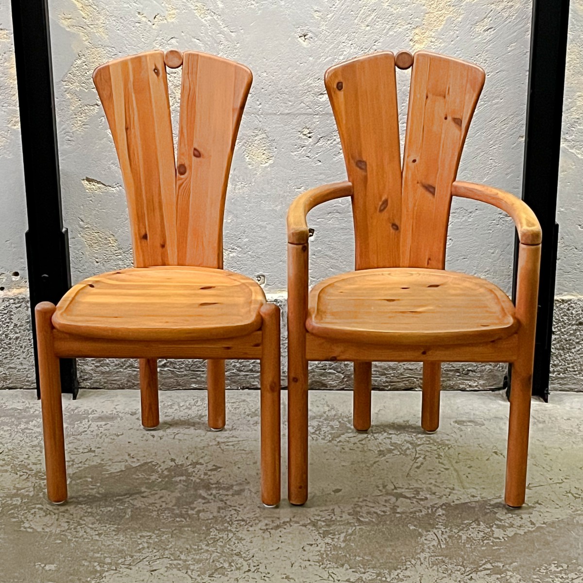 Pair of brutalist chairs by Ansager Møbler, Denmark, 1970s/80s