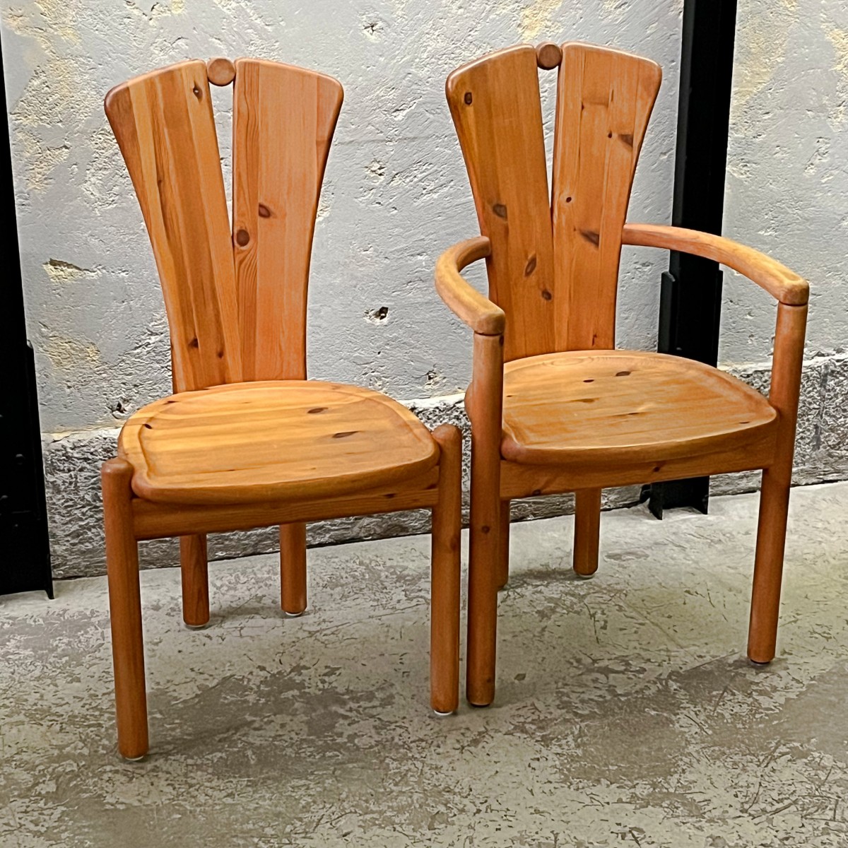 Pair of brutalist chairs by Ansager Møbler, Denmark, 1970s/80s