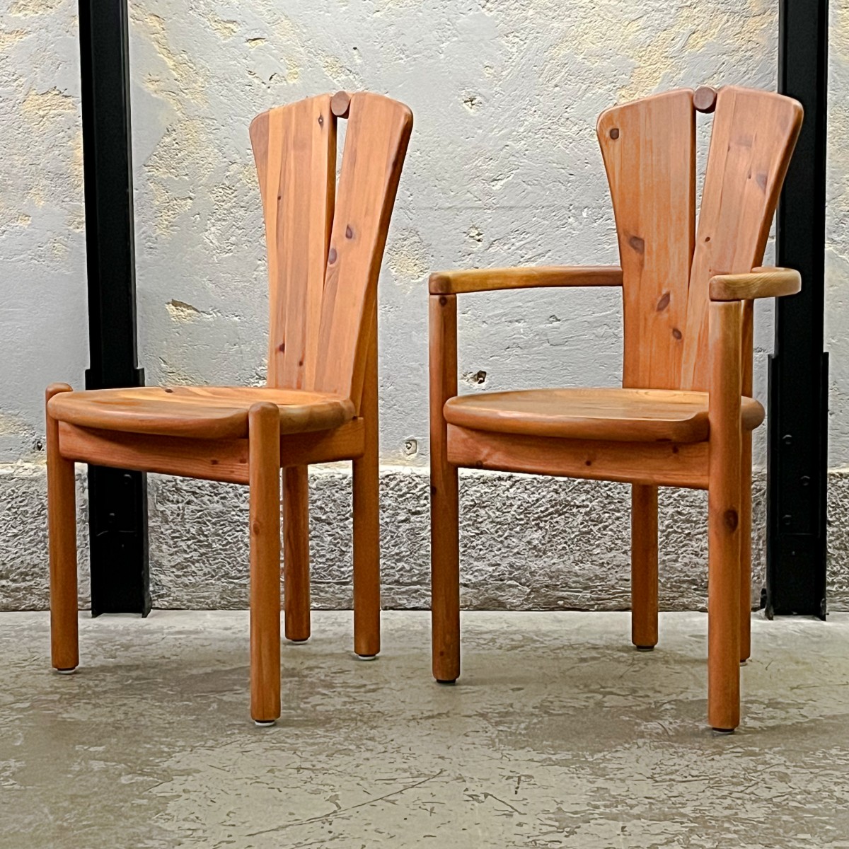 Pair of brutalist chairs by Ansager Møbler, Denmark, 1970s/80s