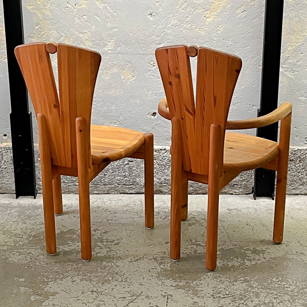 Pair of brutalist chairs by Ansager Møbler, Denmark, 1970s/80s
