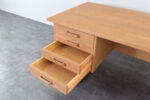 Vintage oak desk, designed by Henning Jensen & Torben Valeur for Dyrlund, Denmark, 1960s